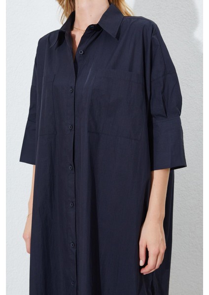 Kadın Siyah Bol Kalıp Çift Cepli Gömlek Elbise indirimleri