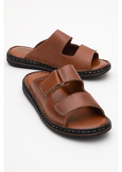 Erkek Çift Bantlı Terlik Gerçek Deri Dc 1182 Taba fiyatları