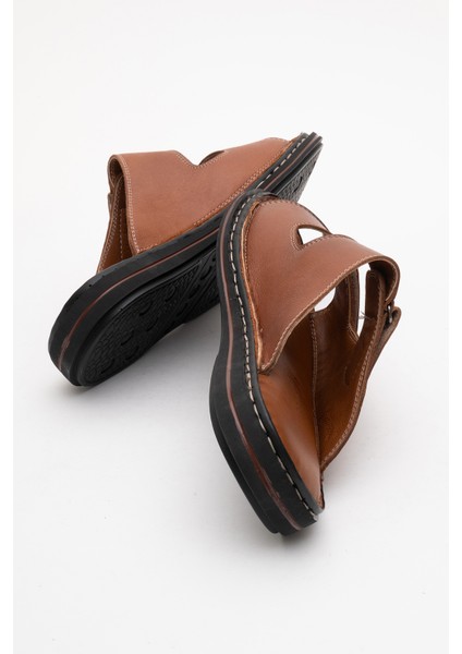 Erkek Çift Bantlı Terlik Gerçek Deri Dc 1182 Taba fırsatları