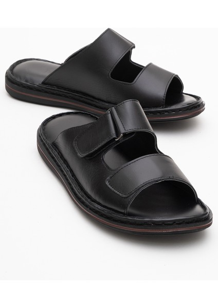 Erkek Çift Bantlı Terlik Gerçek Deri Dc 1182 Siyah fiyatları