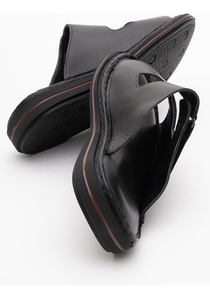 Erkek Çift Bantlı Terlik Gerçek Deri Dc 1182 Siyah fırsatları