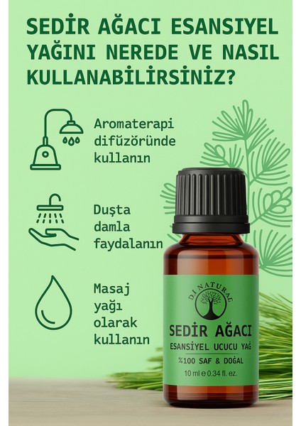 Sedir Ağacı Uçucu Yağ %100 Saf Doğal Esans Buhurdanlık Difüzör Oda Esansı 10 ml