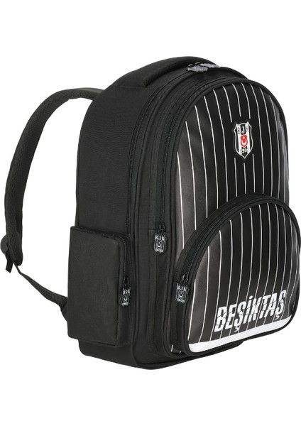 Beşiktaş 3 Bölmeli Ince Çubuklu Suni Deri Okul Sırt Çantası Siyah (25352) modelleri