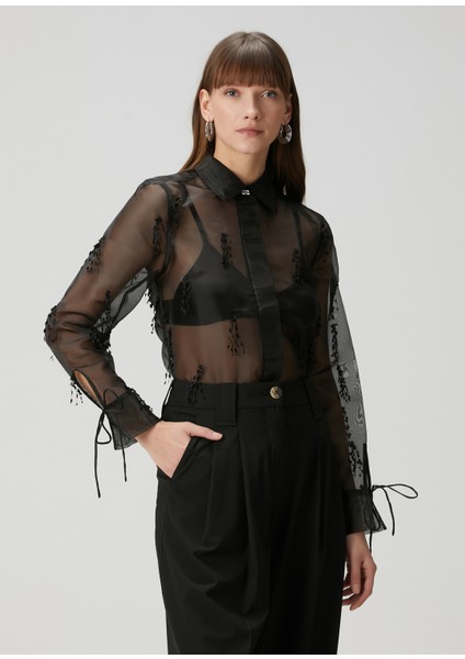 Siyah Organza Gömlek