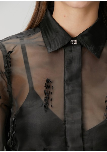 Siyah Organza Gömlek fırsatları