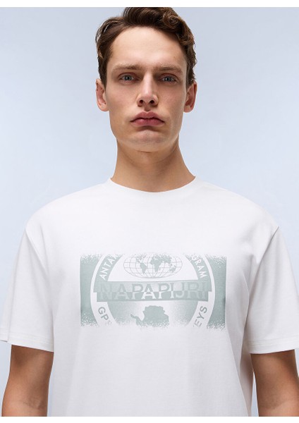 Napapıjrı Beyaz S-Vannı Prt Ss Erkek T-Shirt NP0A4IEA2061