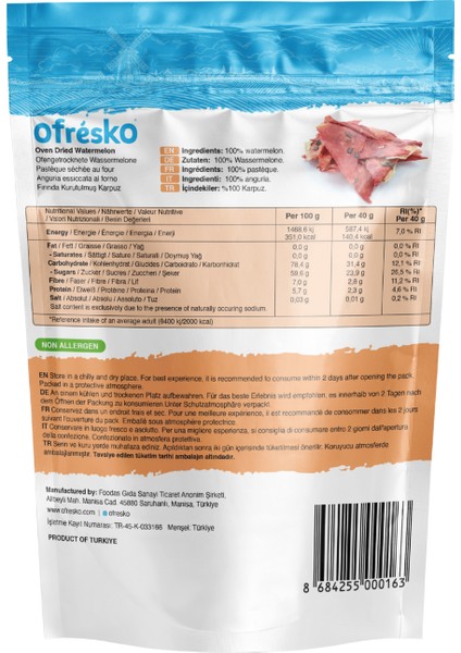 Fırınlanarak Kurutulmuş Karpuz 40 G Doypack X3 - Kuru Meyve