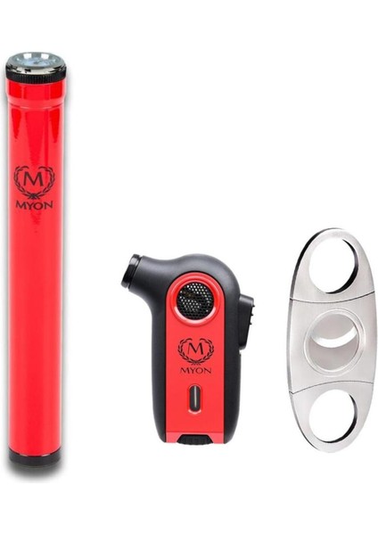 Royale Puro Aksesuar Seti Kırmızı – Çakmak, Tüp ve Kesici MYONROYALE001