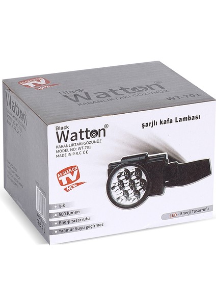 7 Ledli Şarjlı Baret Kafa Lambası Watton WT-701 modelleri