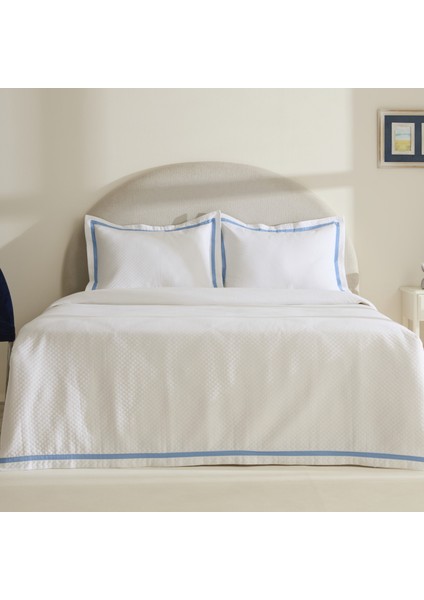 White Collection Doris %100 Pamuk Çift Kişilik Yatak Örtüsü Takımı Mavi