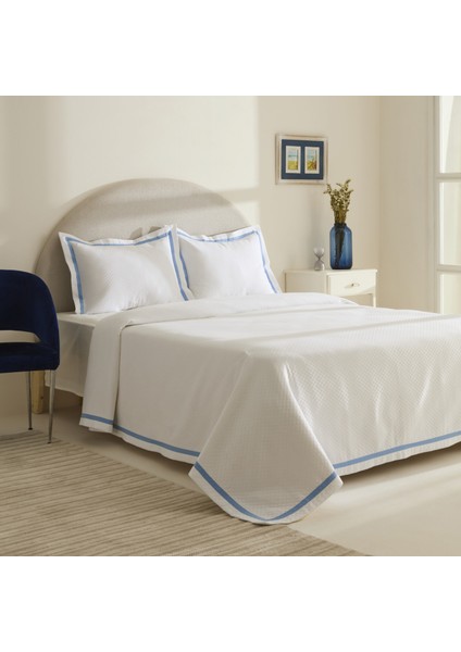 White Collection Doris %100 Pamuk Çift Kişilik Yatak Örtüsü Takımı Mavi