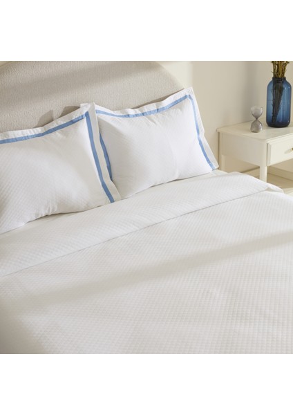 White Collection Doris %100 Pamuk Çift Kişilik Yatak Örtüsü Takımı Mavi