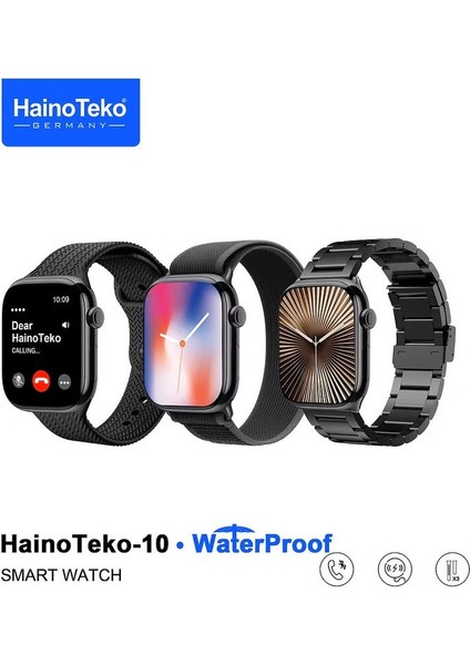 Hainoteko Watch Ultra 10 Amoled Ekran Waterproof 3 Kordonlu Akıllı Saat Siyah