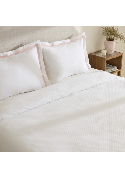 White Collection Doris %100 Pamuk Çift Kişilik Yatak Örtüsü Takımı Pudra