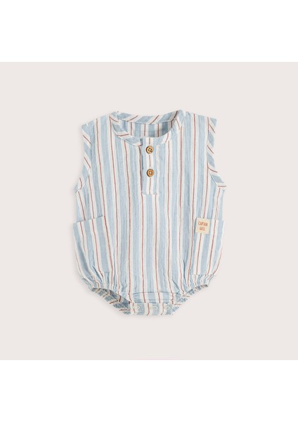 Sea Side Çizgili Body Mavi