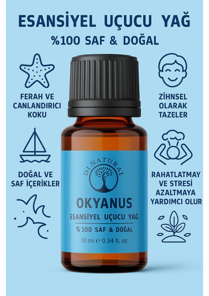 Okyanus Uçucu Yağ %100 Saf Doğal Esans Buhurdanlık Difüzör Oda Esansı 10 ml modelleri