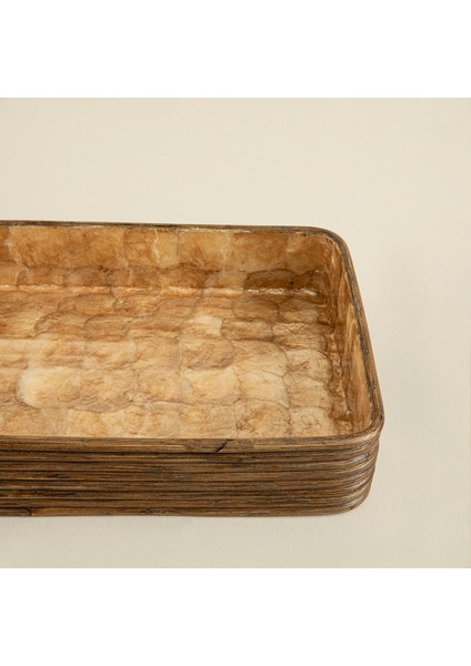 Innoq Yuvarlak Dekoratif Tepsi 52X34 cm Sedef