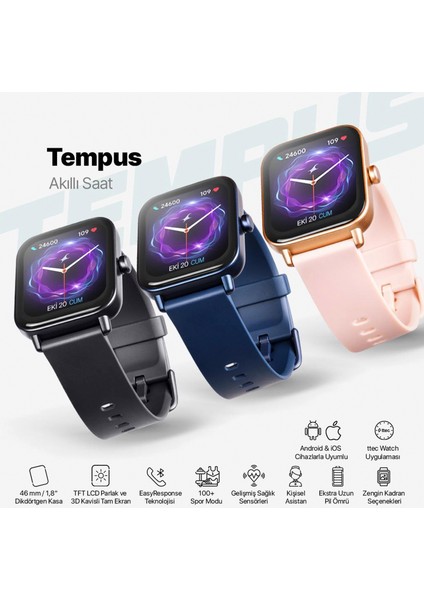 Tempus Lacivert Unisex Akıllı Saat