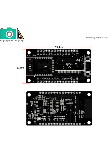 0.96 Inç OLED Ekranlı ESP8266 Geliştirme Kartı, CH-340 (Yurt Dışından)