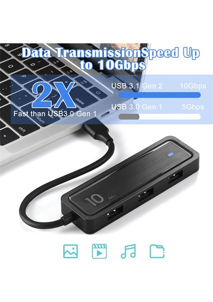 10GBPS Type C - Usb3.2 Adaptörü Hızlı Iletim 6'sı 1 Arada Yeniden Kullanılabilir Hub (Yurt Dışından)