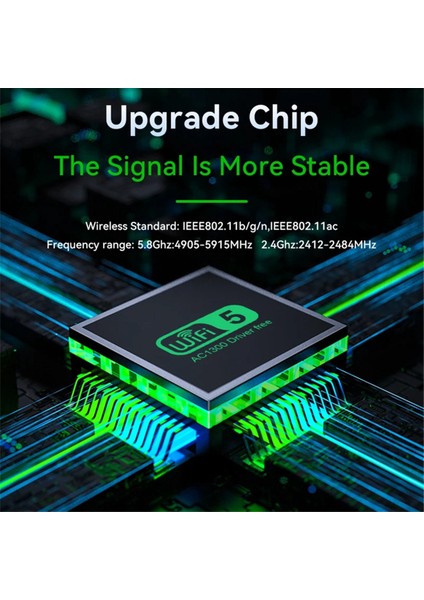Yeni 1300MBPS Wifi USB Adaptörü Çift Bant 2.4g/5ghz Wi-Fi Dongle (Yurt Dışından)