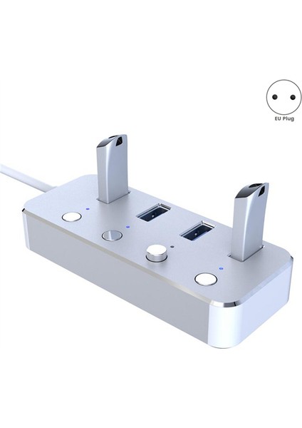 USB 3.0 Güç Adaptörü 4 Portlu Ayırıcı Hub 1.2m Kablo Hub Ab Fişi A (Yurt Dışından)