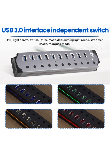 10'u 1 Arada Güçlendirilmiş USB Hub 10 Port USB Adaptörü USB Ayırıcı (Yurt Dışından)