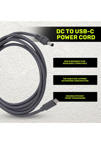 2m Usb-C - Dc Güç Kablosu Su Geçirmez (Yurt Dışından)