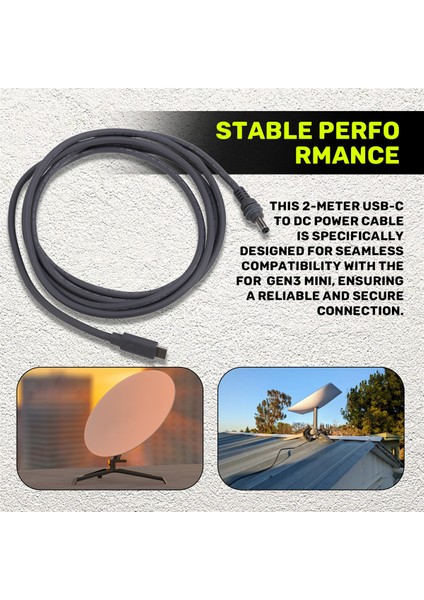 2m Usb-C - Dc Güç Kablosu Su Geçirmez (Yurt Dışından)