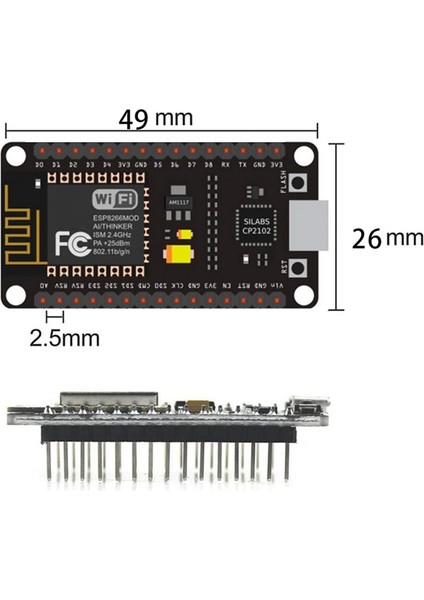 2 Adet ESP8266 Nodemcu CP2102 ESP-12E Wifi Ide/micropython Için (Yurt Dışından)