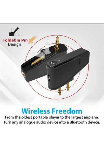 Bluetooth 5.3 Uçak Havayolu Uçuş Adaptörü A2DP Vericisi (Yurt Dışından)