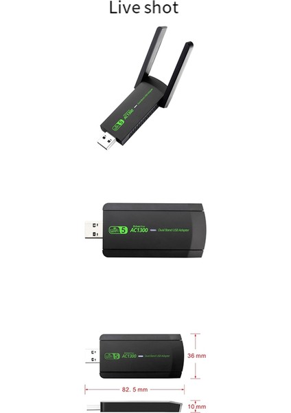 USB 3.0 Wifi Adaptörü 1300MBPS Ağ Kartı Masaüstü Dizüstü Bilgisayar Için (Yurt Dışından) modelleri