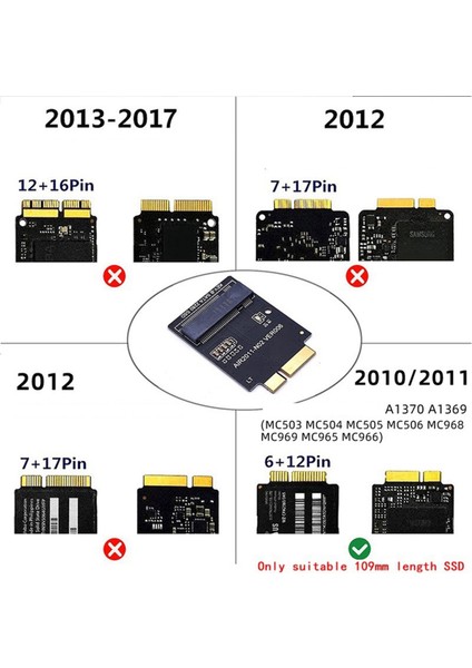 M.2 Ngff Sata SSD Adaptörü 2010 2011 Dönüştürücü Kartı Için (Yurt Dışından) modelleri
