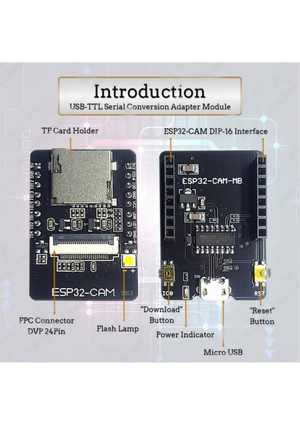 ESP32-CAM-MB Wıfı Bluetooth Geliştirme Kartı (Yurt Dışından)