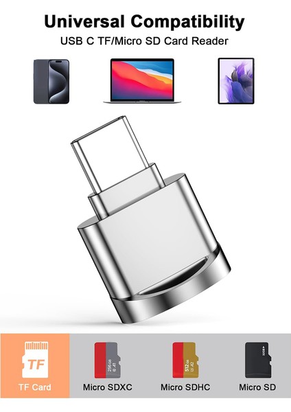 Micro-Sd Kart Okuyucu Adaptörü, USB Type C'den Micro-Sd/tf Kart Okuyucuya, B (Yurt Dışından)