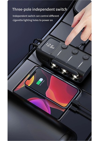 Araba Şarj Soketi Ayırıcı 3 Type-C 3 USB 120W Yüksek Güç Adaptörü (Yurt Dışından) fırsatları