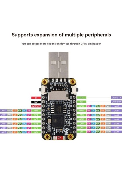 ESP32-S3 Geliştirme Kartı 1.47 Inç LCD Ekranlı Dahili Rgb (Yurt Dışından)