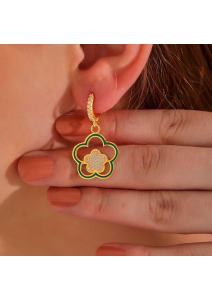 ​gümüş Gold Sallantılı Çiçek Desenli Kadın Küpe fiyatları