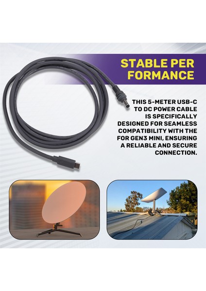 Pd Şarj Cihazları Için 5m Usb-C - Dc Güç Kablosu Mini (Yurt Dışından)