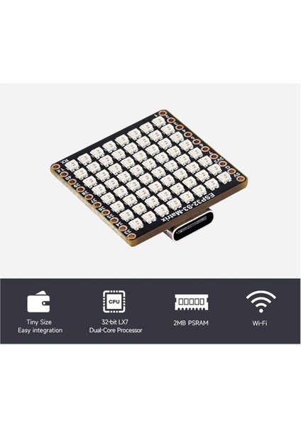 ESP32-S3 Geliştirme Kartı Wifi Bluetooth Matrix 8x8 Rgb-Led (Yurt Dışından)