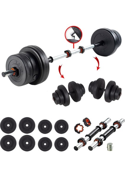 32 kg Multifonksiyonel Halter Seti ve Dambıl Seti Ağırlık Fitness Seti