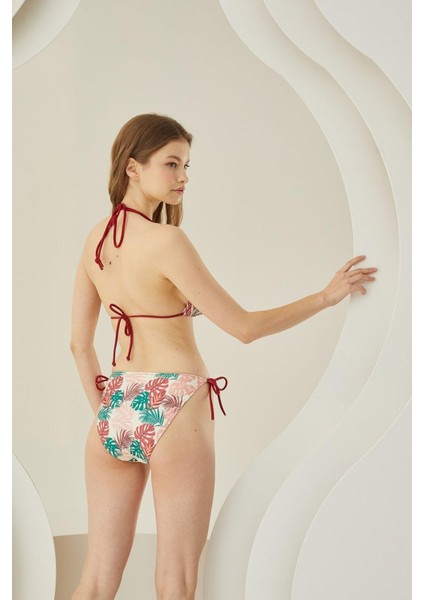 Yandan Bağlamalı Şık Tasarım Soft Tropikal Üçgen Bikini Takımı fiyatları