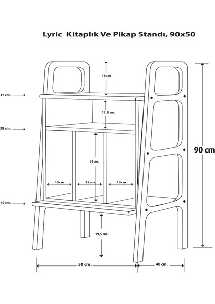 Lyric Ahşap Kitaplık ve Pikap Standı, 90X50 modelleri