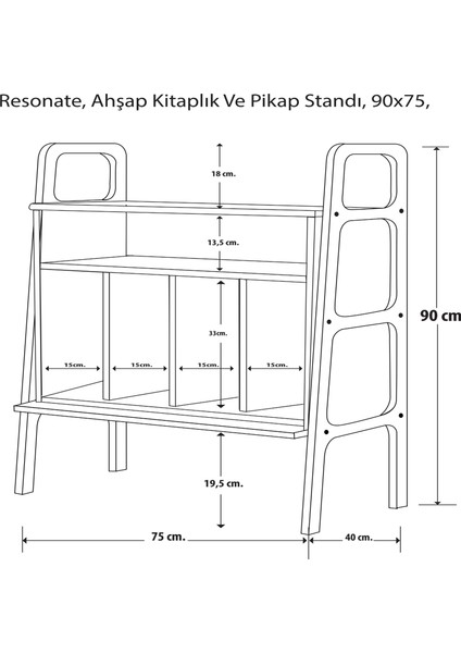 Resonate Ahşap Kitaplık ve Pikap Standı, 90X75, CPT4647-75 fırsatları
