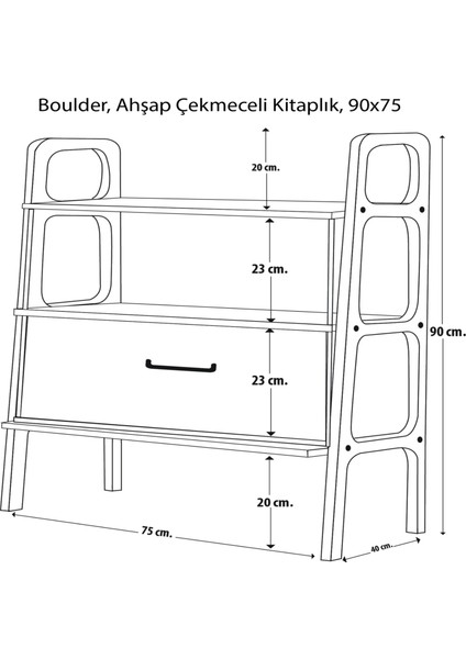 Boulder Ahşap Çekmeceli Kitaplık, 90 x 75 indirimleri