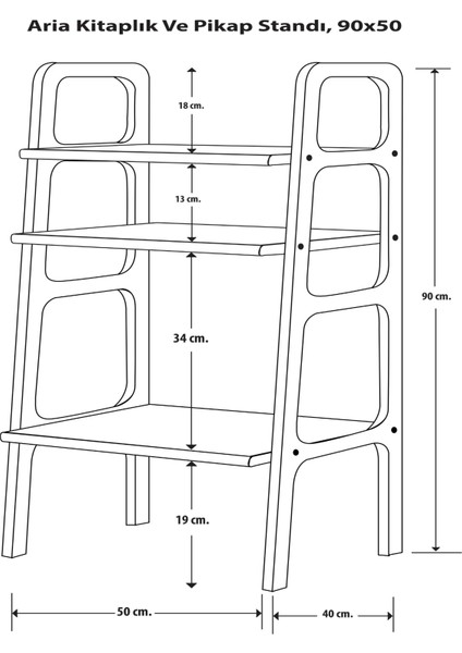 Aria Ahşap Kitaplık ve Pikap Standı, 90X50 modelleri