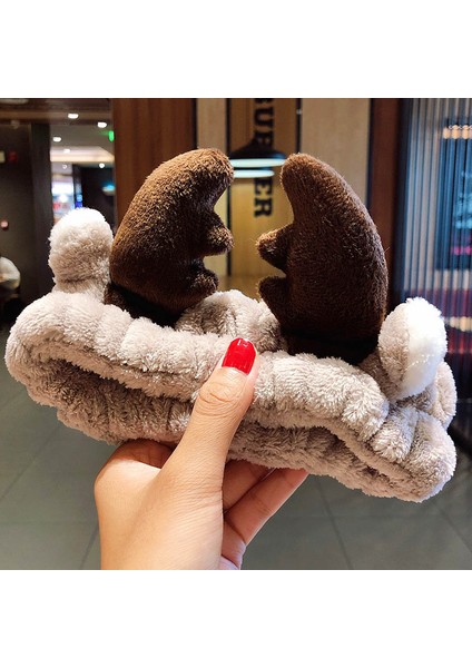 Yüz Yıkama Bandı Yumuşak Sıcak Mercan Polar Hayvan Kulaklar Bayanlar Kafa Bandı Kızlar Başörtüsü Moda Saç Aksesuarları (Yurt Dışından)