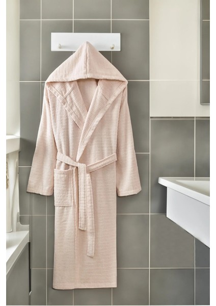 Kapüşonlu Unisex Banyo Bornozu &AMP;#37;100 Soft Pamuklu Krem fiyatları