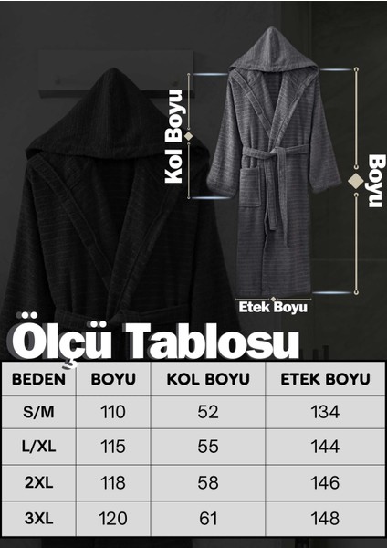 Kapüşonlu Unisex Banyo Bornozu &AMP;#37;100 Soft Pamuklu Antrasit fırsatları