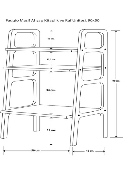 Faggio Ahşap Kitaplık ve Raf Ünitesi, 90 x 50 modelleri